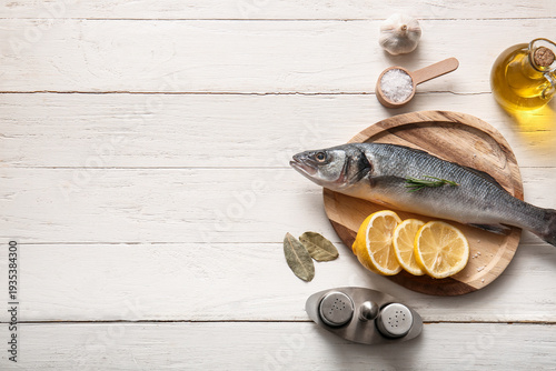 Plate with fresh raw seabas...
