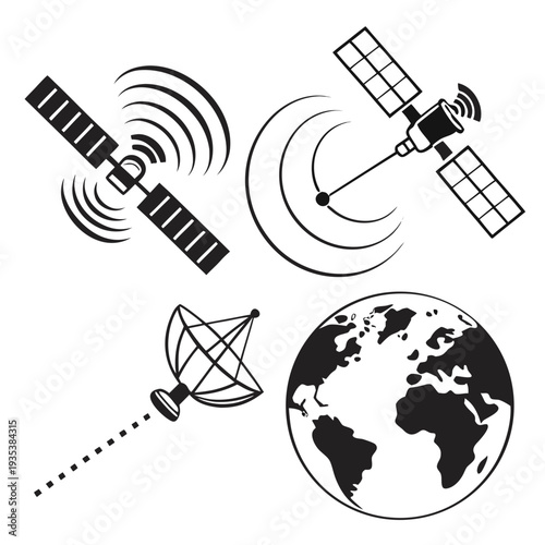 Communication satellites orbiting the earth