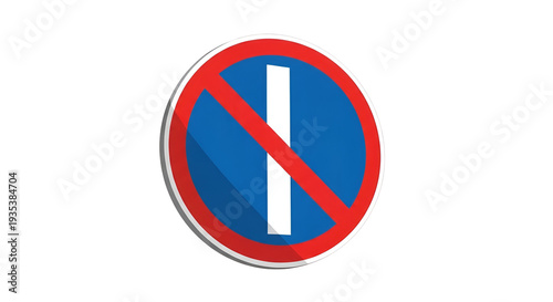 Free Download Red and Blue No Parking Traffic Sign with White Stripe - GFXLoad