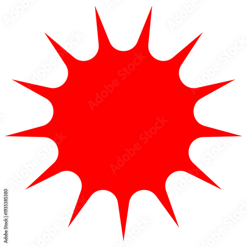 Red Starburst Sticker Shape, Bright Sunburst Burst Icon for Sales and Promotions