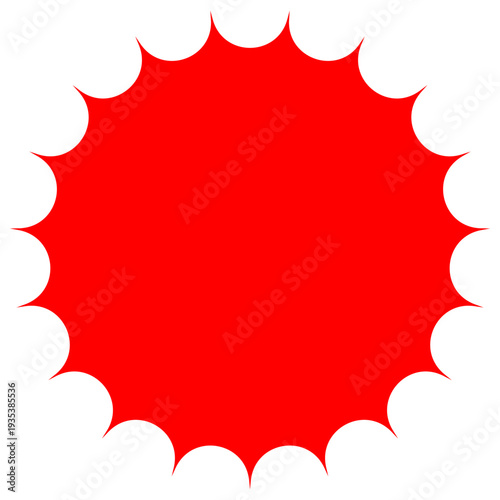 Blank Red Sunburst Sticker and Jagged Edge Circle Badge for Retail Offers