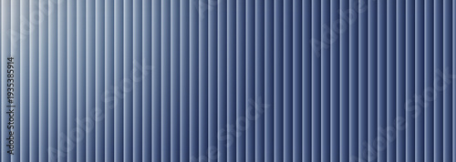 Close up view of a blue vertical blind pattern featuring deep shadows and subtle light gradients creating a clean modern geometric background texture for digital use