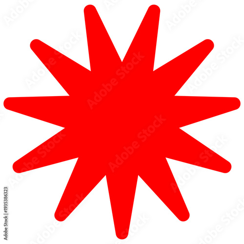 Red multi-point starburst icon for retail promotion and special offer labels