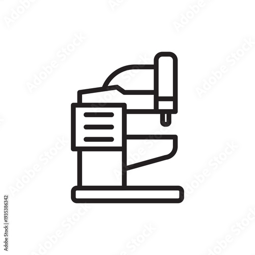 Riveting machine icon. Mechanical joining tech, representing pneumatic press hardware, aerospace assembly tools, industrial fastener systems, high-strength metal bonding, and facility engineering.