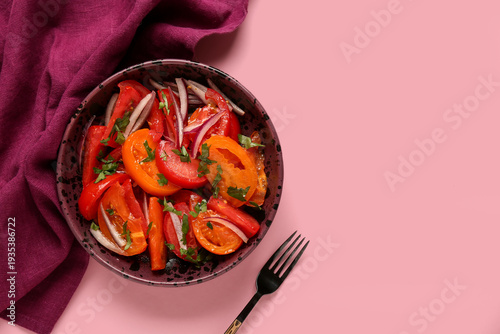 Bowl of fresh tomato salad ...