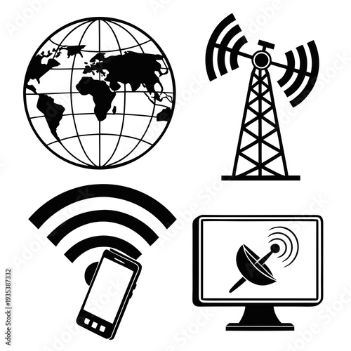 Global communication network with various devices