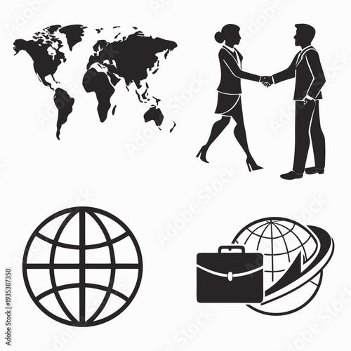 Global business and travel icons