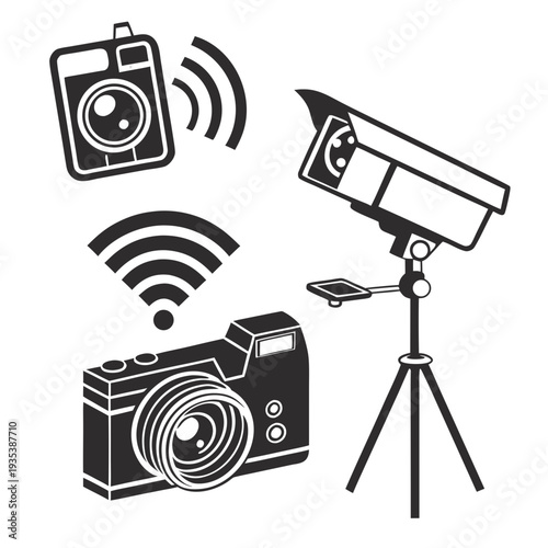 Wireless camera devices on a tripod stand