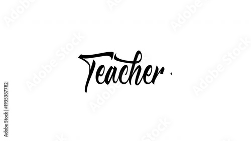 Happy Teacher's Day text animation in white and black ink drops with particles.