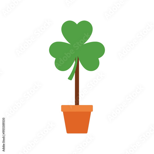 Shamrock Plant in Pot Flat Icon Vector for St. Patrick's Day and Spring Decor