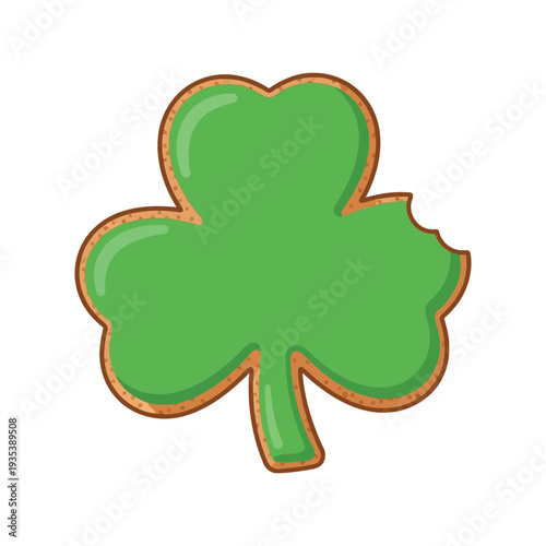 Green Shamrock Cookie Vector Illustration for St. Patrick's Day Design and Decoration