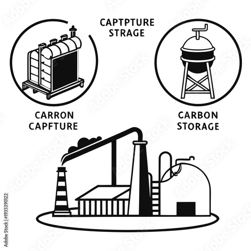 Industrial carbon capture and storage process diagram