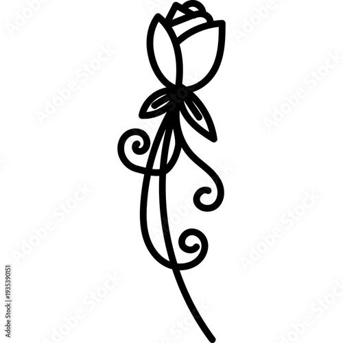 Minimalist Rose Outline Drawing