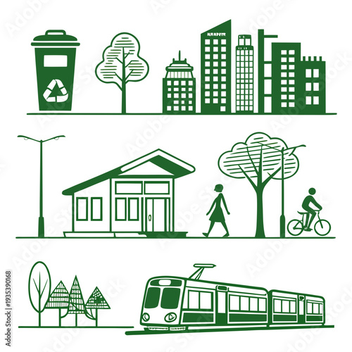 Urban planning and transportation icons