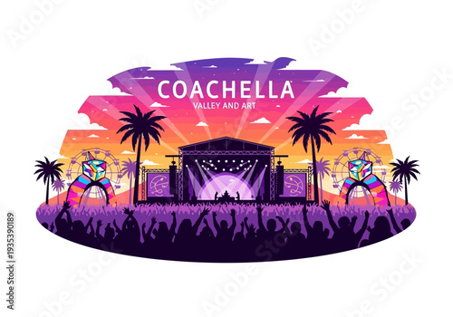 Coachella Valley Music and Arts Festival Vector Illustration