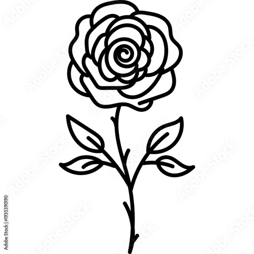 Minimalist Rose Outline Drawing
