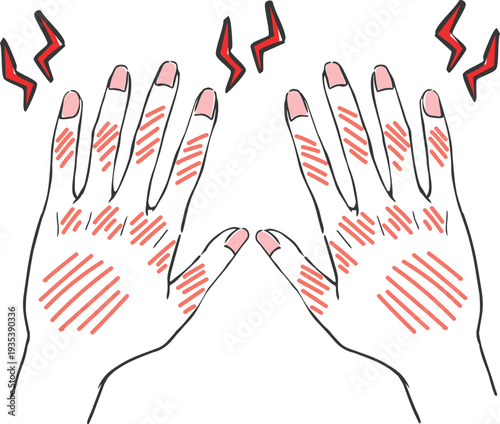 ハンドケア　手荒れ　トラブルのある手　ベクター