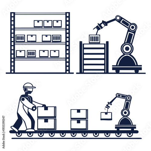 Industrial automation and robotics in a warehouse setting