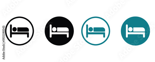 Minimalist bed icons in different colors and styles