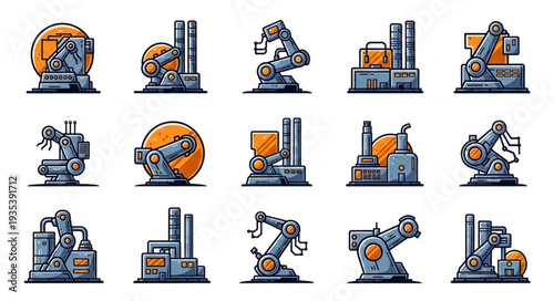 Industrial Robotic Arms and Factories Collection.