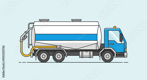 Illustration of a tanker truck with a hose