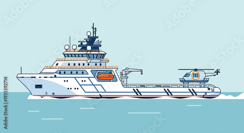 Modern Expedition Yacht with Helicopter Deck