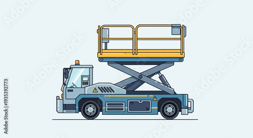 Pixel Art Scissor Lift Truck on White Background