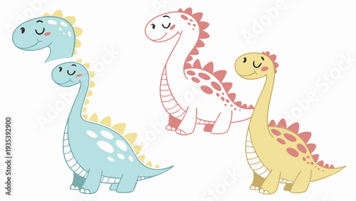 Cute Cartoon Baby Dinosaurs Set for Nursery Decor Kids Birthday Party Invitations Printables Joyful