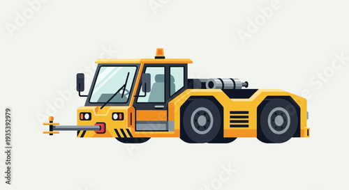 Yellow airport tow tractor vehicle for aircraft on white background