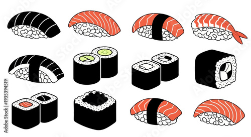 Assorted Sushi and Maki Rolls Collection