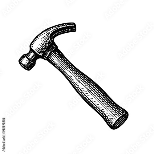 Vintage hammer engraving illustration of classic carpenter hand tool
