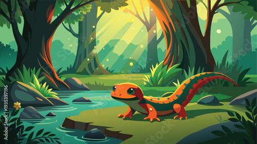 Mystical forest scene featuring a wise old owl and a curious fox in a sunlit glade.