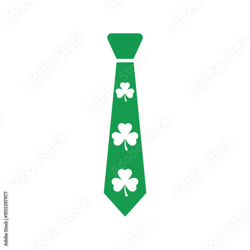 Green Shamrock Tie Vector Illustration for St. Patrick's Day Celebration and Holiday Design
