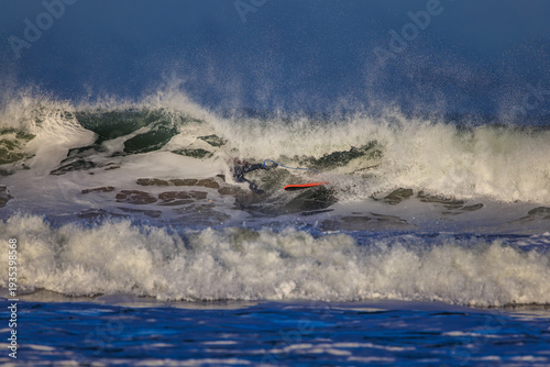 Wipe out in the surf