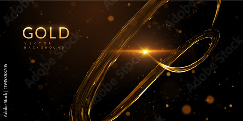 Golden wave composed of shimmering golden light trails, fireworks, and gold confetti vibe. For holiday marketing campaigns (New Year, Christmas), wedding invitation suites, anniversary announcements