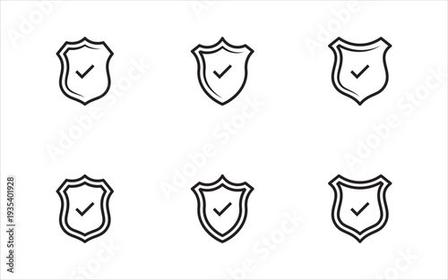 Shield with check mark Icon set for web and mobile apps