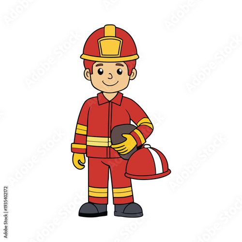 Brave firefighter standing in uniform, ready for emergency rescue