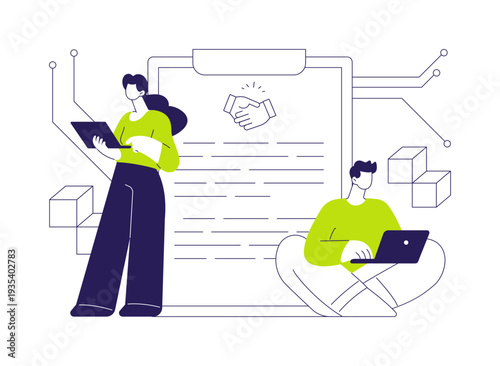 Smart contract abstract concept vector illustration.