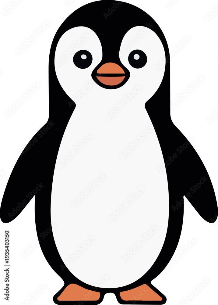 Obraz premium Cute Penguin Character Vector Illustration Isolated On White Background For Design