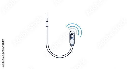 Medical Device Icon: Wireless Health Monitor with Signal Waves