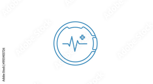 Medical Heartbeat Icon with Plus Sign - Health and Technology Concept