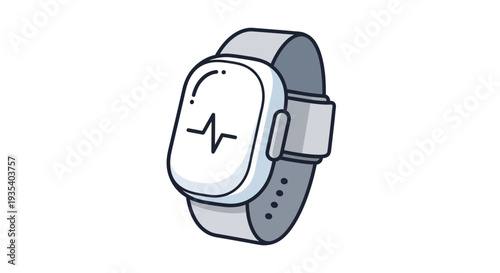 Smartwatch with Heartbeat Monitor Icon - Health Tracking Technology