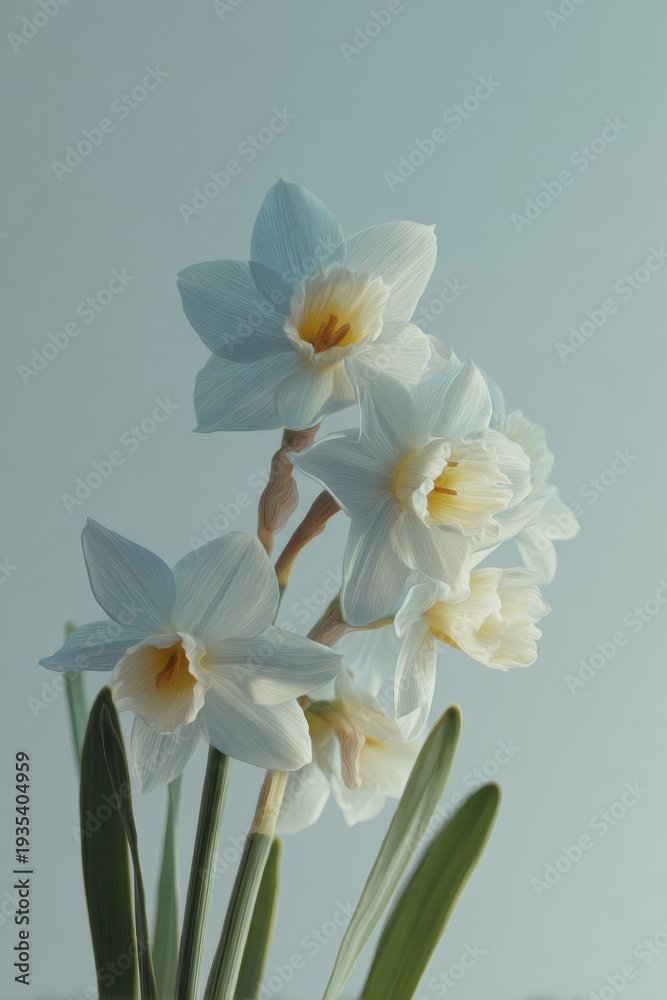 Naklejka premium A close-up of a small, delicate flower bouquet in a light blue color.
