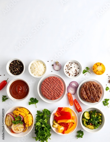 Wallpaper Mural Overhead View of Fresh Ingredients for a Delicious Gourmet Burger Meal Torontodigital.ca