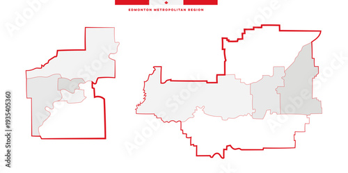 Edmonton Metropolitan Region, Canada - Administrative map of Edmonton