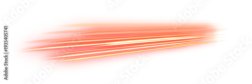 High Speed Light Trails with Vibrant Orange Glow on Transparent