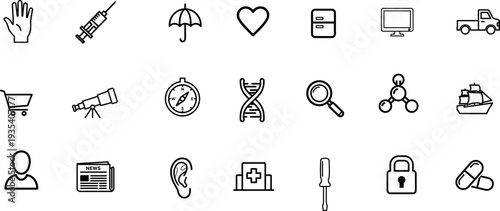 Mega set of icons in trendy line style. Business, ecommerce, finance, accounting. Big set Icons collection. Vector illustration