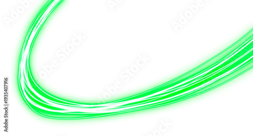 Sleek futuristic green neon curved lines isolated