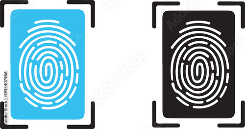 Fingerprint identification icon design isolated on transparent background with blue and white colors