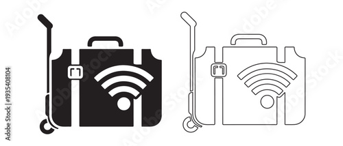 Illustration of two wireless routers with signal strength indicators isolated